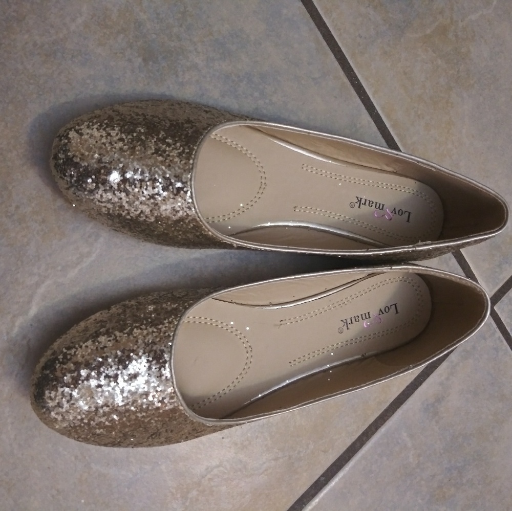 Gold glitter flats